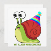Schattigee Cartoon Snail Funny Birthday Kaart (Voorkant / Achterkant)