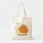 Schattigee Cartoon Snail Gepersonaliseerde Canvas  Tote Bag (Achterkant)