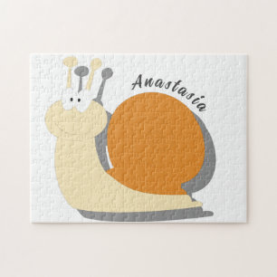 Schattigee Cartoon Snail Gepersonaliseerde Jigsaw  Legpuzzel