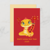 Schattigee Cartoon Snake Blessing Good Luck & Rich (Voorkant / Achterkant)