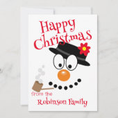 Schattigee Cartoon Sneeuwman Feestdagenkaart (Voorkant)