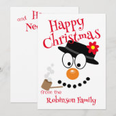 Schattigee Cartoon Sneeuwman Feestdagenkaart (Voorkant / Achterkant)