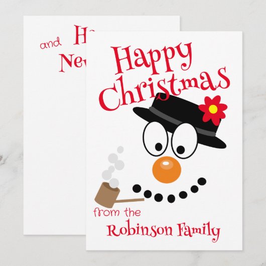 Schattigee Cartoon Sneeuwman Feestdagenkaart (Voorkant / Achterkant)