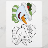 Schattigee Cartoon sneeuwman hoofd kleurplaat Flyer (Voorkant)