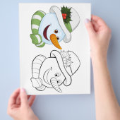 Schattigee Cartoon sneeuwman hoofd kleurplaat Flyer (Hand)