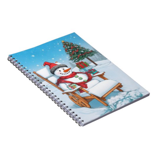 Schattigee Cartoon Sneeuwman Notitieboek (Rechterzijde)