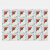 Schattigee Cartoon sneeuwmannen op een strand vaka Inpakpapier Vel (Voorkant 2)