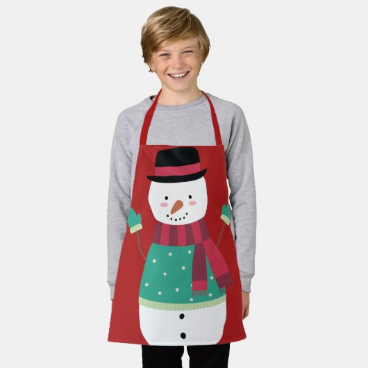 Schattigee Cartoon Snowman Feestelijke Kerst Schort (Gedragen)