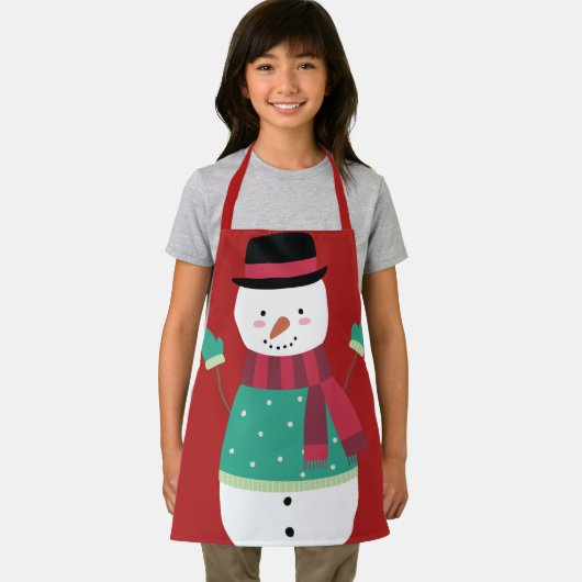 Schattigee Cartoon Snowman Feestelijke Kerst Schort (Insitu)