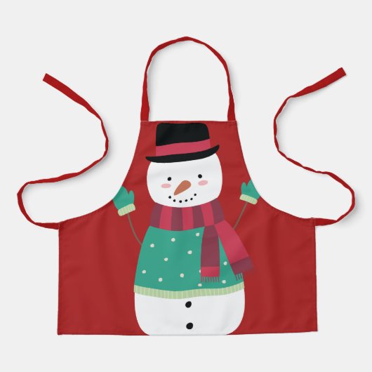 Schattigee Cartoon Snowman Feestelijke Kerst Schort (Voorkant)