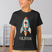 Schattigee Cartoon Space Rocket gepersonaliseerd T-shirt