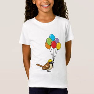 Schattigee Cartoon Sparrow met ballonnen T-shirt