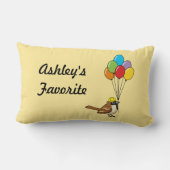 Schattigee Cartoon Sparrow met Balloons Kind Naam Kussen (Achterkant)