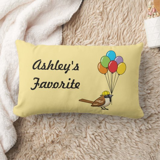 Schattigee Cartoon Sparrow met Balloons Kind Naam Kussen (Deken)