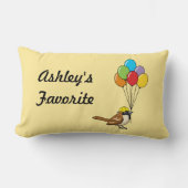 Schattigee Cartoon Sparrow met Balloons Kind Naam Kussen (Voorkant)