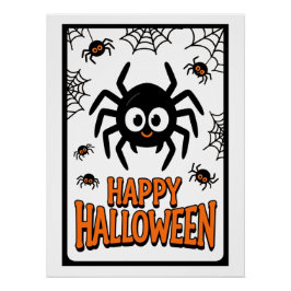 Schattigee Cartoon Spider Happy Halloween Perfect Poster