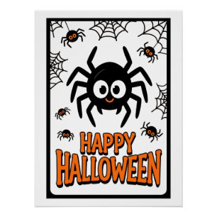 Schattigee Cartoon Spider Happy Halloween Perfect Poster