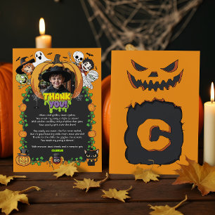 Schattigee Cartoon Spooktacular Halloween Monster Bedankkaart