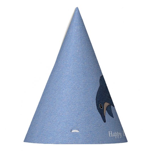 Schattigee Cartoon Springen Verjaardag Blauw Witte Feesthoedjes (Links)