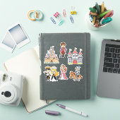 Schattigee Cartoon Sprookjesprinses en Ridder Stic Sticker (iPad Cover)