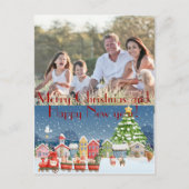 Schattigee cartoon stad kerstfoto Vakantie Briefka Feestdagenkaart (Voorkant)