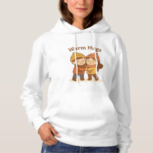 Schattigee Cartoon Sticker – Boy & Girl Warme Knuf Hoodie