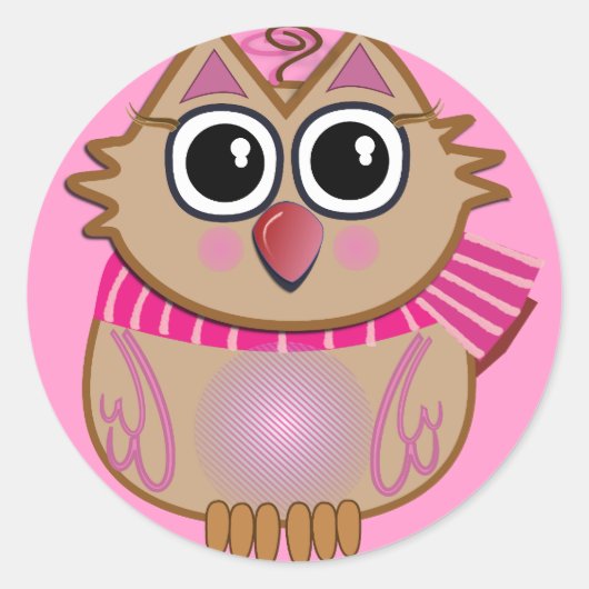 Schattigee cartoon sticker met Uil (Voorkant)