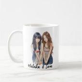 Schattigee Cartoon stijl BFF Besties Vriendschap Koffiemok (Links)