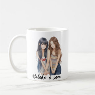 Schattigee Cartoon stijl BFF Besties Vriendschap Koffiemok