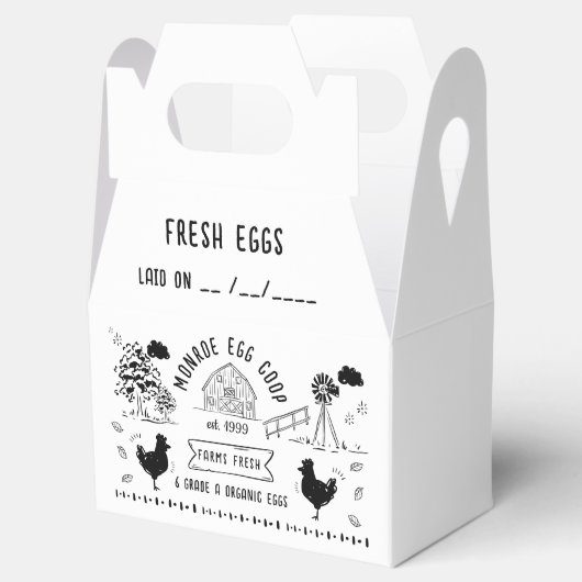Schattigee Cartoon stijl Doodle rustiek ei karton Bedankdoosjes (Geopend)