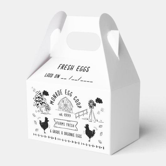 Schattigee Cartoon stijl Doodle rustiek ei karton Bedankdoosjes (Voorkant Zijde)