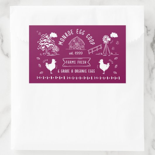 Schattigee Cartoon stijl Doodle rustiek ei karton Rechthoekige Sticker (Tas)