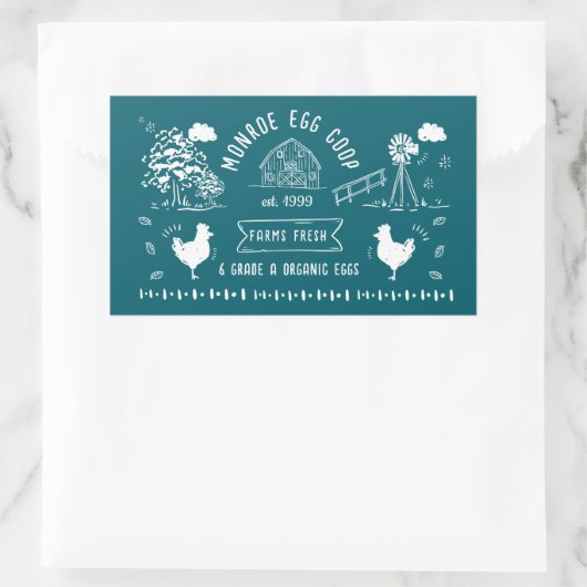 Schattigee Cartoon stijl Doodle rustiek ei karton Rechthoekige Sticker