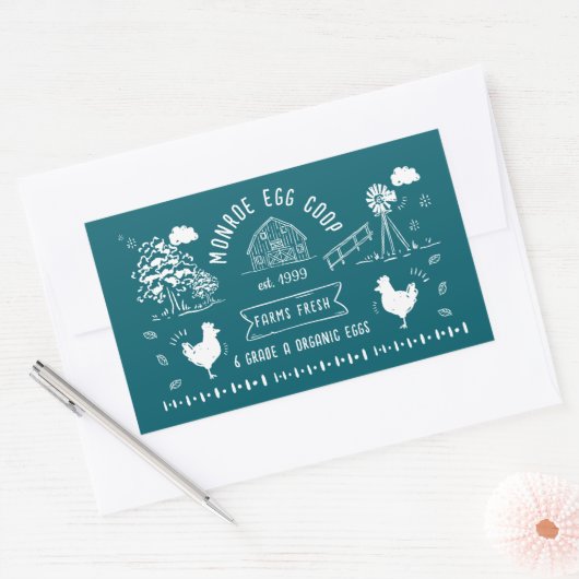 Schattigee Cartoon stijl Doodle rustiek ei karton Rechthoekige Sticker (Envelop)