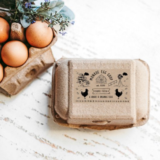 Schattigee Cartoon stijl Doodle rustiek ei karton Rechthoekige Sticker