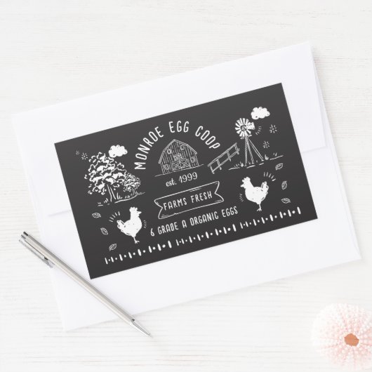 Schattigee Cartoon stijl Doodle rustiek ei karton Rechthoekige Sticker (Envelop)