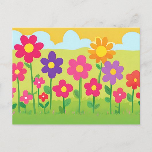 Schattigee Cartoon Stijl Floral Natuur Illustratie Briefkaart (Voorkant)