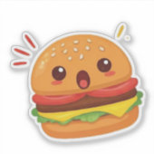 Schattigee cartoon stijl hamburger ontwerp sticker (Voorkant)