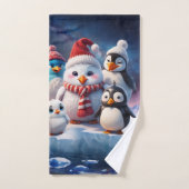 Schattigee cartoon stijl pinguïns vrienden. bad handdoek (Handdoek)