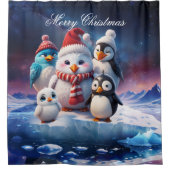 Schattigee cartoon stijl pinguïns vrienden. douchegordijn (Voorkant)