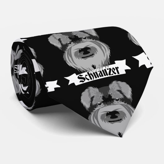 Schattigee Cartoon stijl Schnauzer Stropdas (Opgerold)