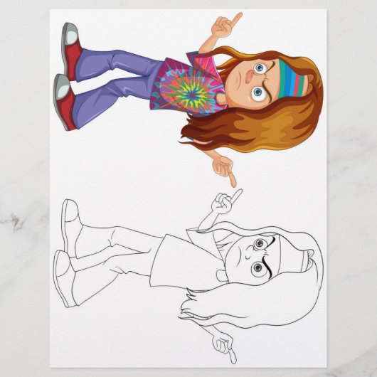 Schattigee cartoon stijlvolle man kleurplaat flyer (Voorkant)