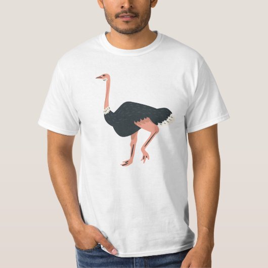 Schattigee Cartoon struisvogel geïsoleerd op witte T-shirt (Voorkant)