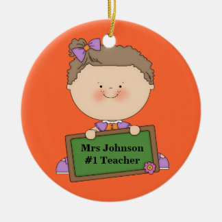 Schattigee Cartoon Student met schoolbord #1 Docen Keramisch Ornament