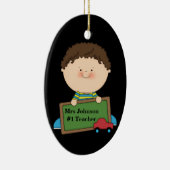 Schattigee Cartoon Student met schoolbord #1 Docen Keramisch Ornament (Rechts)