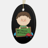 Schattigee Cartoon Student met schoolbord #1 Docen Keramisch Ornament (Links)