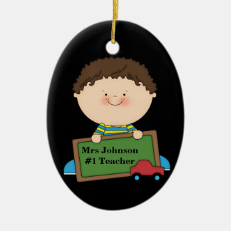 Schattigee Cartoon Student met schoolbord #1 Docen Keramisch Ornament