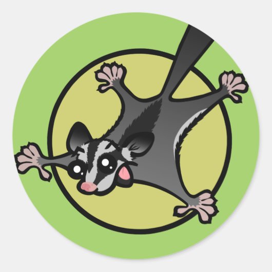 SCHATTIGEE CARTOON SUIKER GLIDER RONDE STICKERS (Voorkant)