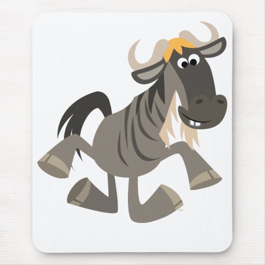 Schattigee Cartoon Tap Dancing Wildebeest Mousepad Muismat (Voorkant)