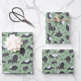 Schattigee Cartoon Tapirs en Baby's Patroon Mint G Inpakpapier Vel